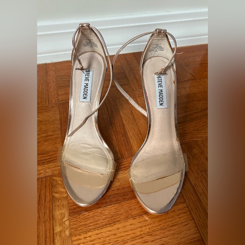 Steve Madden Metallic Rose Gold Strappy Heels